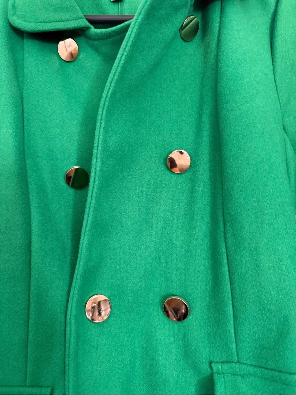 Haute Monde Bright Green Double-Breasted Pea Coat - Picture 4 of 7